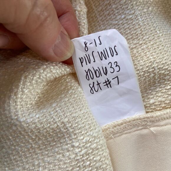 SHEIN Curve Cream Wide Leg Crop Linen Texture Pants 1XL - Picture 7 of 8